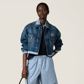 MiuMiu Women's Spring/Fall Fashion Casual Lapel Single-Breasted Patchwork Denim Jacket #78836