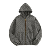 Louis Vuitton Men's And Women's Spring/autumn Fashion Casual Classic Printed Hooded Zipper Denim Jacket #78417