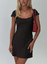 Minivestido de lunares Lucienna, negro/blanco