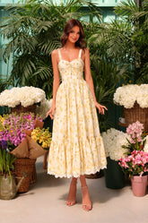 MARIGOLD Buttercream Floral Print Midi Dress