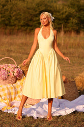 SOLENA Buttercup Halter Midi Dress