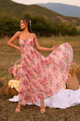 FLORINNE Blush Pink Floral Maxi Dress