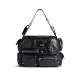 Balenciaga SUPERBUSY Perforated Large Shoulder Bag Sheepskin Vintage Work Pocket Punk Rivets Multiple Pockets #332598