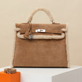 Hermes Kelly Gold Buckle Cowhide KT35 Brown Suede Lamb's Wool Ck37 Golden Brown/3g Chestnut Handbag Crossbody Backpack Bag Bags #81614