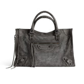 Balenciaga Women's Le City Large Handbag with Woven Handles. Solid Color Leather Crossbody Shoulder Bag. Fashionable Casual Bag Bags 8230582AB2A1143 #81498