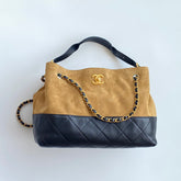 Chanel Women's Colour Blocking Suede Leather Patchwork Chain Shoulder Handbag Bag Bags #76918