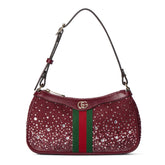 Gucci Ophidia Collection Crystal-Embellished Small Shoulder Bag Fashion Striped Satin Ribbon Gold-Tone Hardware Clutch Bag Crossbody Bags #193418
