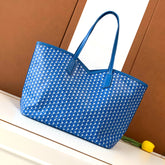 Moynat M Canvas Women's Classic Blue Canvas Tote Bag with Hook Closure Handheld and Shoulder Bag Bags #78698