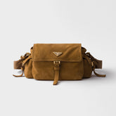 Prada Explore Men's and Women's Brand Logo Solid Color Suede Leather Messenger Bag Shoulder Bags #78127
