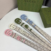 Gucci Women's GG Shape Smooth Buckle Belt Width 4cm #97478