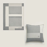 Hermes H Riviera Autumn/winter Fashion Classic Color Blocked H Logo Pattern Decorative Cashmere Wool Blanket And Color Blocked Cushion Set Home Household items Accessories #79136