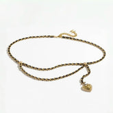 Chanel New Double C Gold Diamond Lattice Love Pendant Double Waist Chain Leather Wear Chain Vintage Noble Fashionable Brass Swarovski Diamond Lambskin Waist Chain Belt Accessories #71734