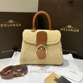 Delvaux Brillant Women's Classic Fashion Leather Shearling Adjustable Strap Crossbody Tote Bag Bags #78695