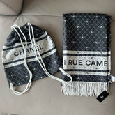 Chanel Women's Fall/Winter Fashion Double Faced Jacquard Scarf Shawl with Branded Printed Storage Pouch Set Scarf Accessories #78961