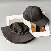 MiuMiu Men's and Women's Logo Embroidered Black Cowboy Fisherman's Cap Baseball Hat #98957