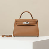 Hermes Women's Fashion Classic Leather Silver Buckle Grain Kelly Bag Handbag Tote Bag Bags KL190240 Handcrafted Leather Bag From The Original Factory's Premium Custom Collection #78391