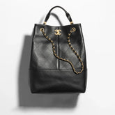 Chanel 25a Hobo Full-leather Black & Gold Vertical Tote Bag Stylish Luxury Shimmering Shoulder Bag Handheld Large Capacity Bags #82166A