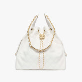 Chanel Women's Classic Double C Logo Solid Color Cowhide & Leather Tote Shoulder Bag Bags #77978