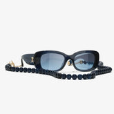 Chanel Women's Solid Colour Summer Beaded Chain Shape Plate Frame Sunglasses Glasses #76861