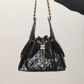 Chanel Women's Classic Double C Logo Solid Color Cowhide & Leather Tote Shoulder Bag Bags #75835