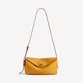 Balenciaga Le 7 Medium-sized 26 Summer New Arrival Suede-panel Yellow Crossbody Bag Fashionable High-street Trend Flap Bags #84159A
