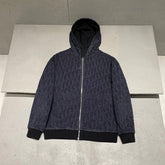 Dior Men's Fall/winter Fashion Casual Solid Color Hooded Zipper Jacket With Oblique Textured Jacquard Reversible Design Jacket #79571