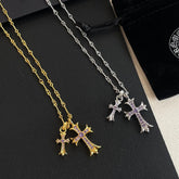 Chrome Hearts Double Cross Diamond Necklace 55CM#388331