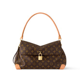 Louis Vuitton Hide Away Women's Gold Padlock Decoration Brown Letter Print Leather Shoulder Bag Handbag Bags #77375
