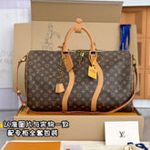 Louis Vuitton Men's Keepall 50cm Travel Bag Monogram Coated Canvas Logo Print Adjustable Removable Shoulder Strap Crossbody Handbag Bags #71894