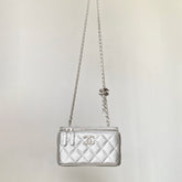 Chanel Women's Retro Vanity Series Solid Color Double C Adjustable Buckle Plaid Leather Shoulder Crossbody Casual Cosmetic Bag Bags #77857