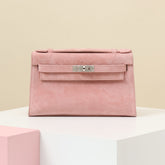 Hermes Women's Classic Solid Color Suede Kelly Bag With Silver Buckle Handbag Tote Bag Bags #78955