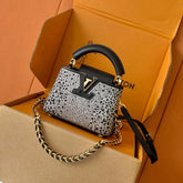Louis Vuitton Women's Fashion Classic Crocodile Patterned Handbag With Hand Embedded Diamond Logo Letter Badge Dual-strap Tote Crossbody Bag Shoulder Black Bag Bags #79297