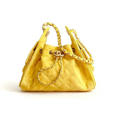 Chanel 25 Women's Mini Bag Suede-Effect Calfskin And Gold-Tone Metal Yellow #332928