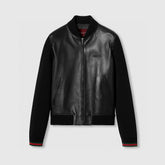 Gucci Nappa Leather And Knit Bomber Jacket Black #324664