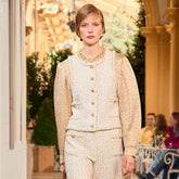 Chanel Jacket Cotton Wool Tweed Ecru Gold #377742