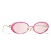 Chanel Women's Solid Color Metal Oval Sunglasses Eyewear Glasses #77884