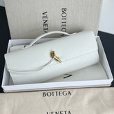 Bottega Veneta Andiamo Women's Solid Color Crocodile Leather Clutch Bag With Metal Clip Closure Bags #75797