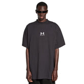 Balenciaga Men's And Women's Summer Solid Color Logo Pattern Round Neck Cotton Short Sleeve T-shirt #74684