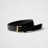 Prada Men's Solid Colour Branded Logo Triangle Logo Calfskin Belt #76614