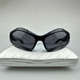 Balenciaga Women's Black Lens Legs Logo Monogram Nylon Irregular Shape Sunglasses Eyeglasses Glasses #74874