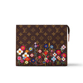 Louis Vuitton LV x TM Men's Solid Color Letter Print Sunflower Pattern Zipper Leather Clutch Bag Bags #77914