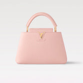 Louis Vuitton CAPUCINES MINI Handbag M24740 Cherry Blossom Pink Chip Monogram Floral Pattern Taurillon Leather Fashionable Modern Clutch Tote Crossbody Bag Bags #195564