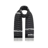 Louis Vuitton Black And White Letter Wool Scarf #96662