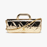 Chanel Large Flap Bag With Top Handle Women's Baguette-shaped Long Bag Refined And Elegant Crossbody Bags Metallic-colored Leather Tends To Fade Easily #81873A