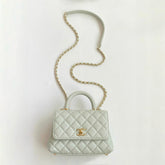 Chanel Women's Classic Leather Handbag Mini Checkered Leather Chain Strap Grained Embossed Calfskin Chain Bag Tote Bag Bags AS2215-B05061-94305 #78692