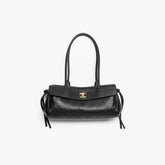 Chanel Small Shopping Bag Grained Calfskin Gold-tone Metal Black #377657