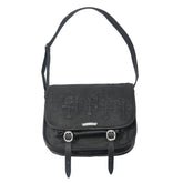 Chrome Hearts vintage Cross-stitch Flap Shoulder Bag Messenger Style Cowhide Leather 925 Sterling Silver Hardware Total Silver Weight: Approx. 116g #81943A