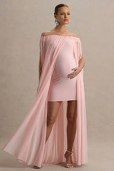Atmosphere | Pink Bandeau Maternity Mini Dress With Mesh Overlay