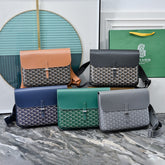 GOYARD Coursier Men's and Women's Solid Color Adjustable Shoulder Strap Canvas Spell Calfskin Messenger Bag Crossbody Shoulder Bags #76473