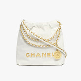 Chanel Women's Solid Color Logo Drawstring Closure Chain Shoulder Strap Glossy Calfskin Shoulder Crossbody Bag Bags #77838